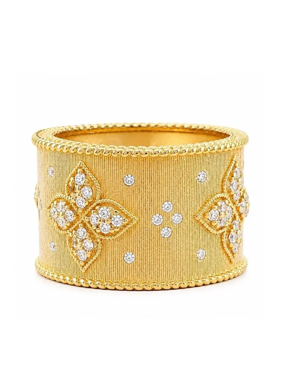 Created White Sapphires Ring 14k Yellow Gold Plated (.925)